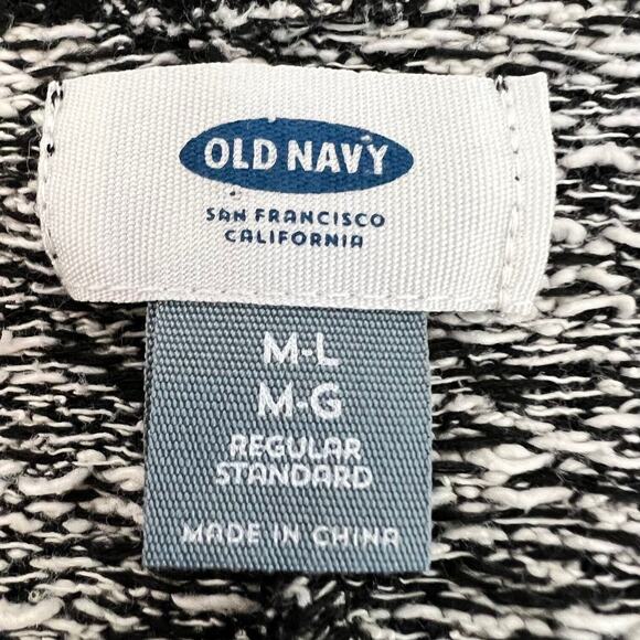 Old Navy Womens Short Open Front Cardigan M/L Black White Knit Kimono Sleeve - Picture 5 of 6